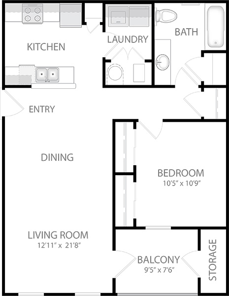 1 Bedroom Floor Plan (Retreat)